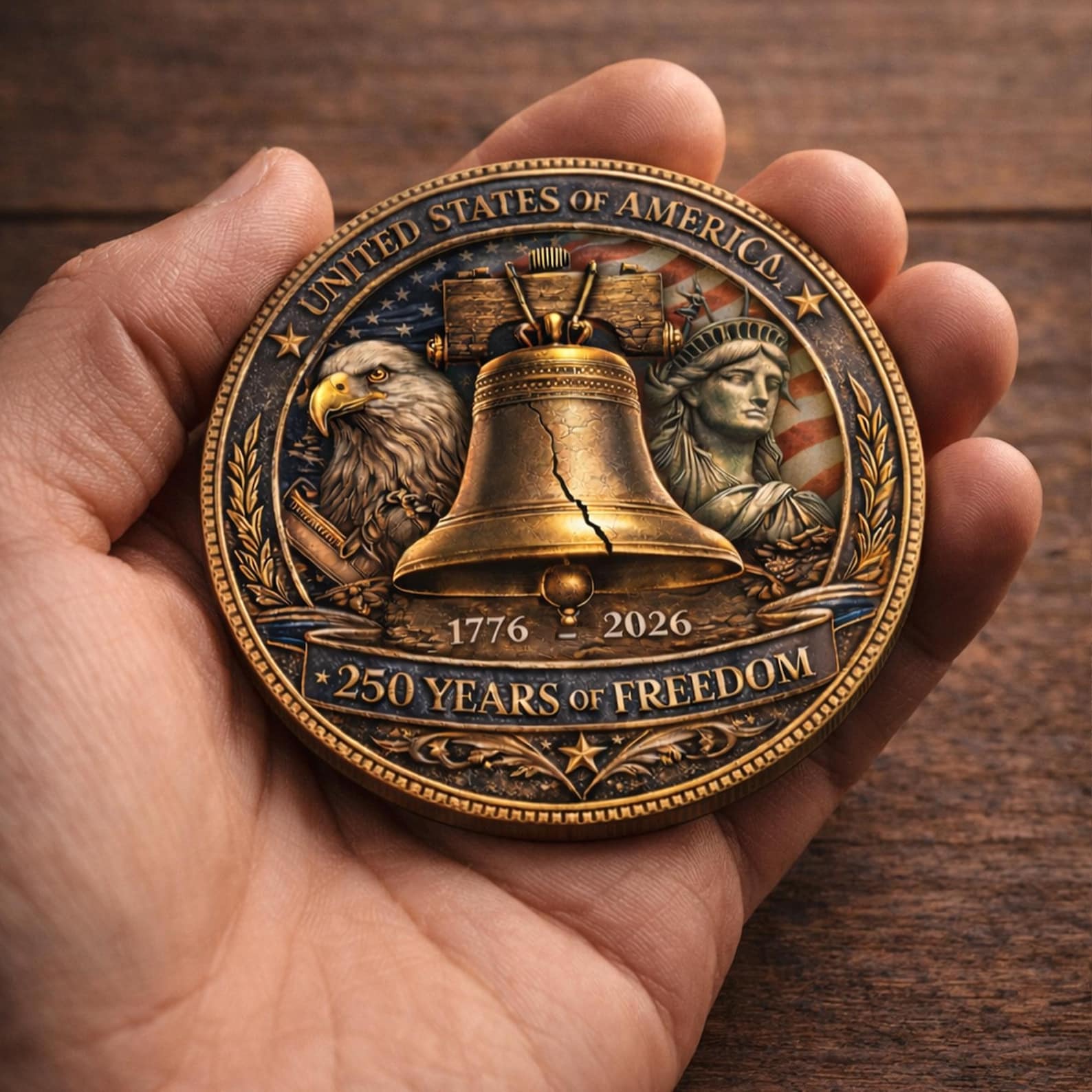 America 250th Anniversary Commemorative Coin, Semiquincentennial 1776-2026 Patriotic Eagle USA, July 4th Independence Day Gift