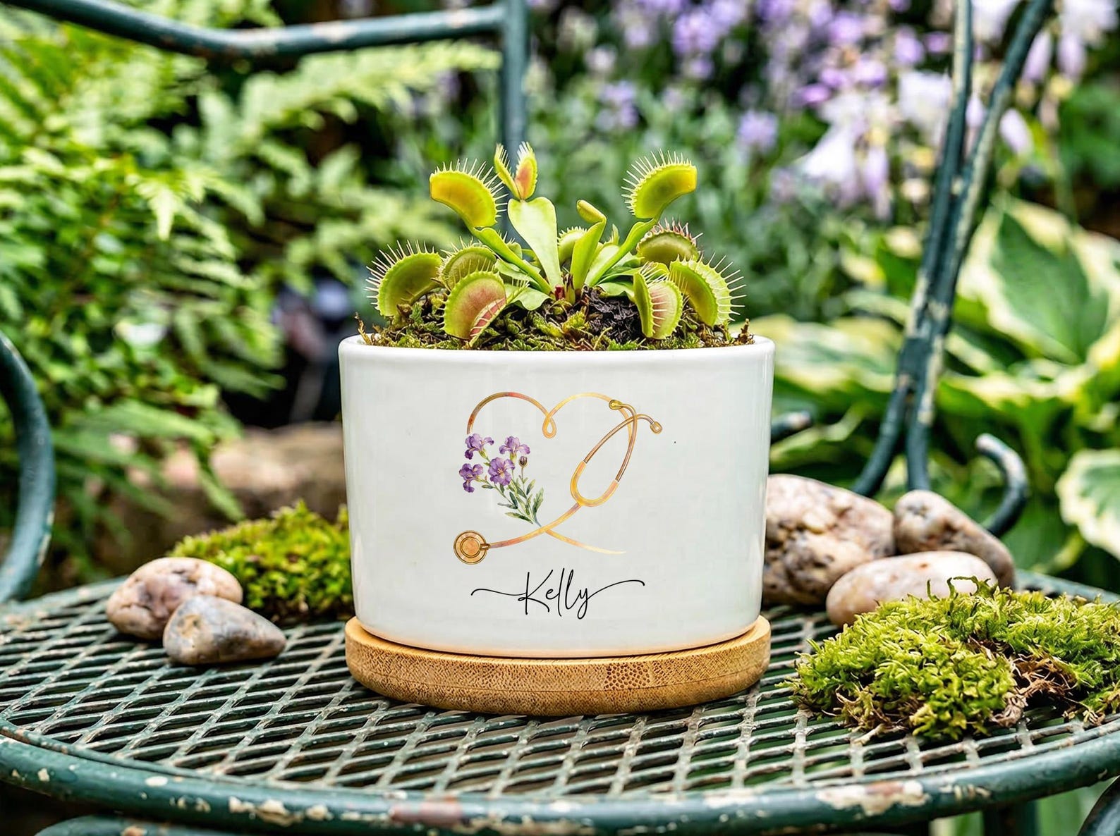 Personalized Nurse Plant Pot, Floral Stethoscope Planter, Custom Nurse Succulent Pot, RN Gift