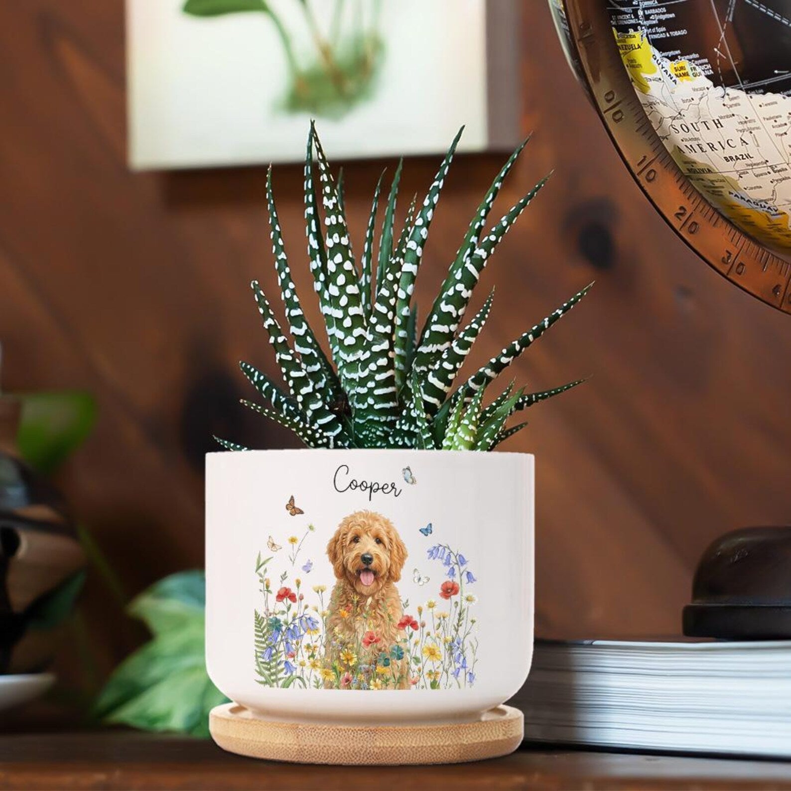 Custom Pet Portrait Plant Pot Ceramic Planter Wildflower Dog Cat Succulent Pot
