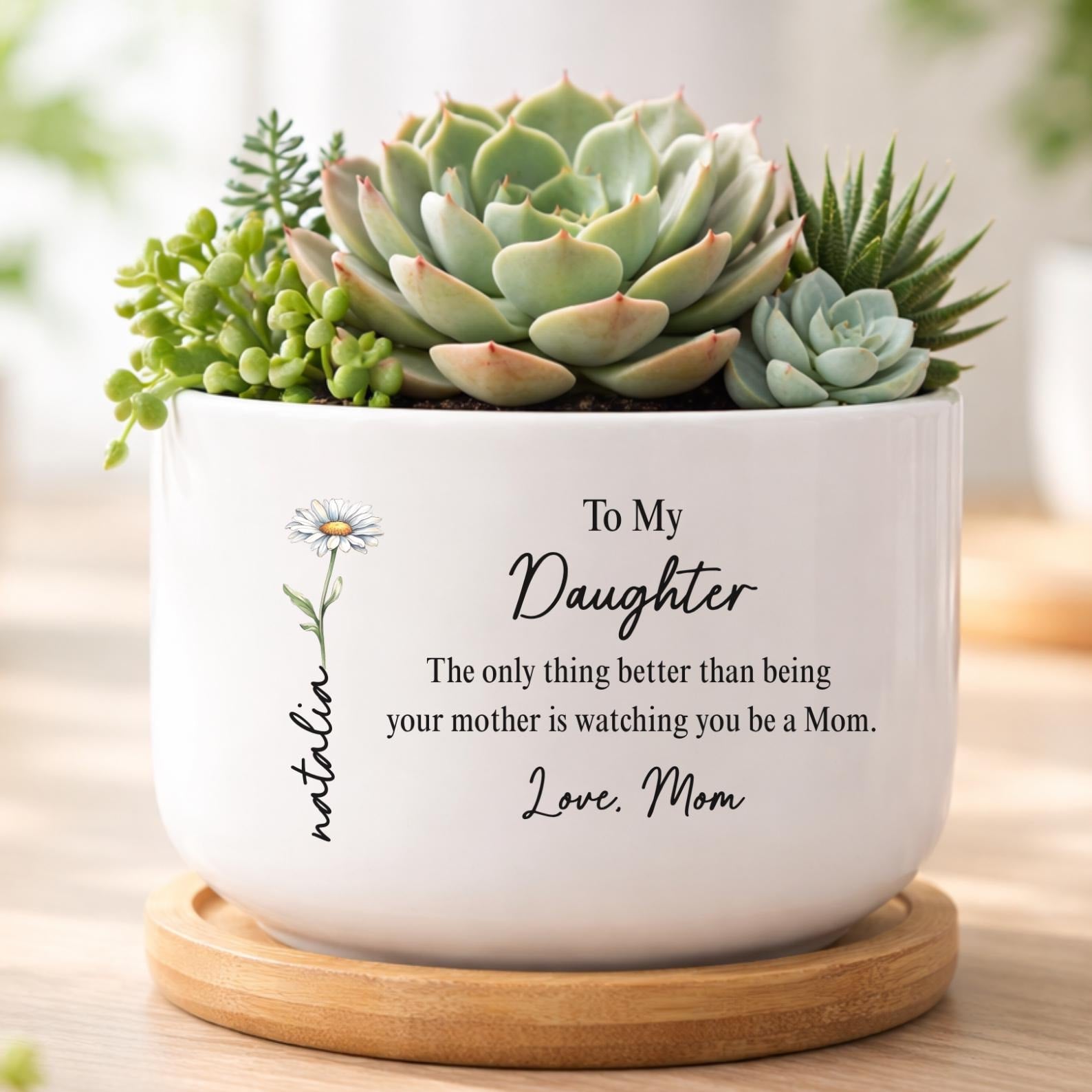 Daughter Gift Ceramic Plant Pot, Gift for Daughter Birthday Gift