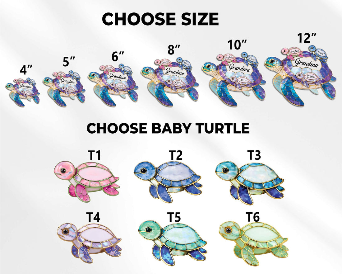 Personalized Sea Turtle Suncatcher, Mothers Day Gift For Grandma Mom with Kids Name