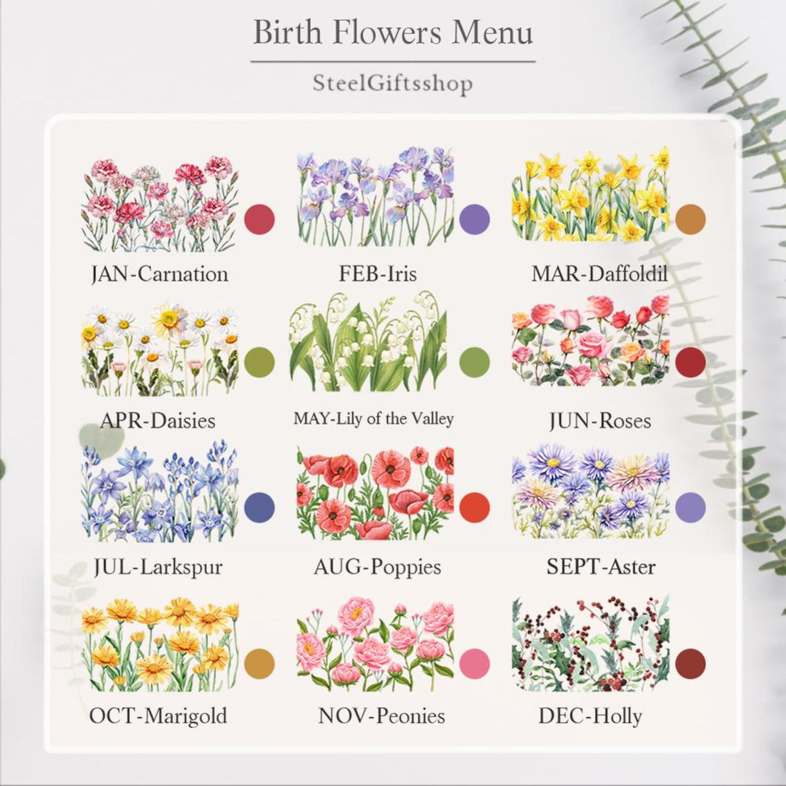 Personalized Watercolor Birth Flower Trinket Dish, Ceramic Ring Tray