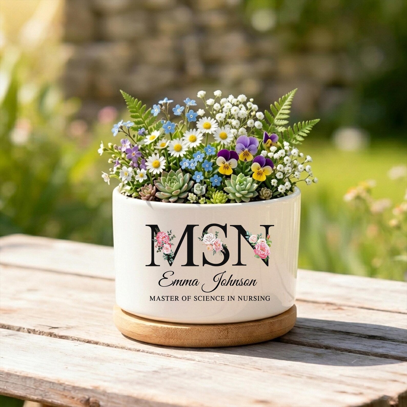 Custom Master of Science in Nursing Plant Pot, Personalized MSN Graduation Gift