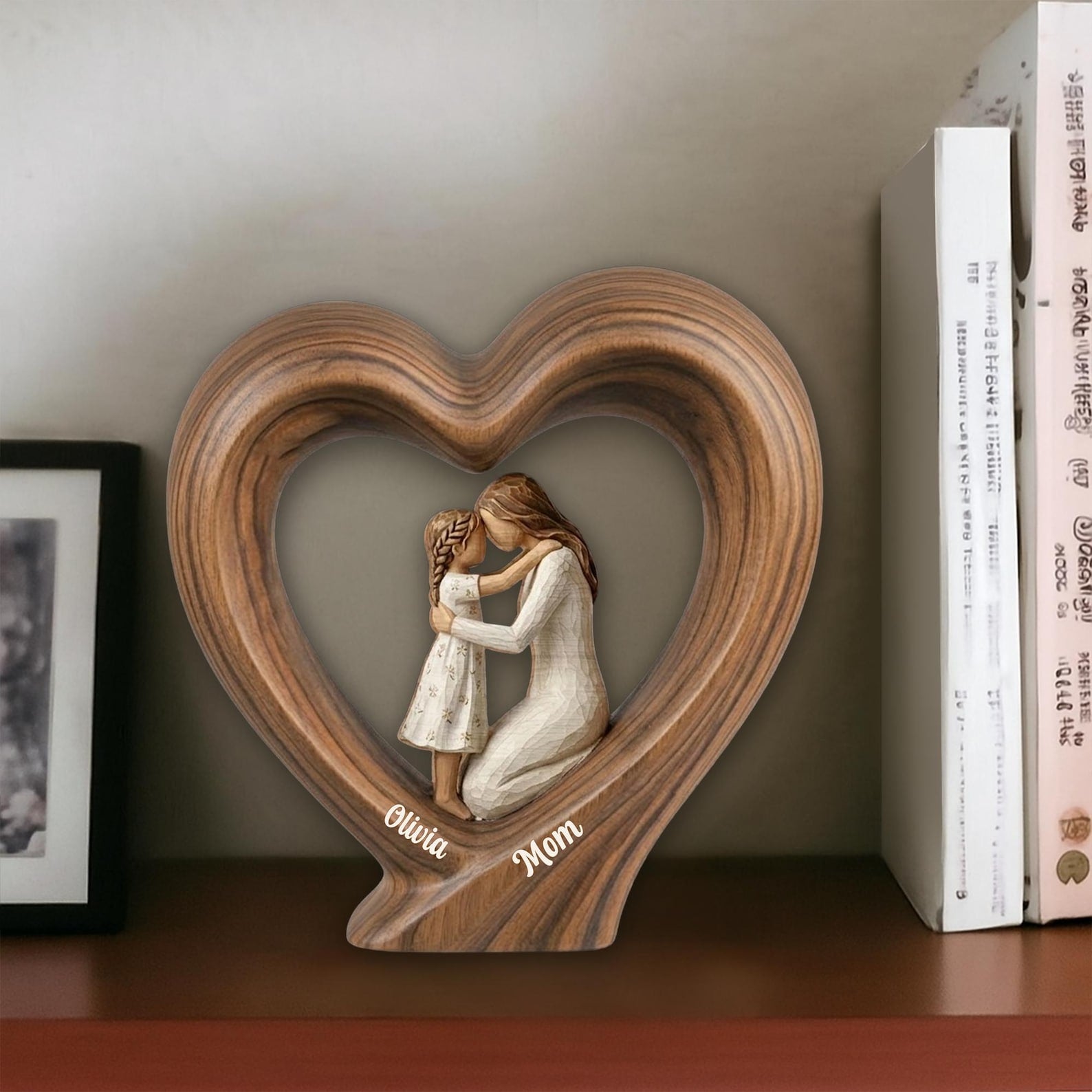 Personalized Mom And Daughter Wooden Block, Mother And Son Gift