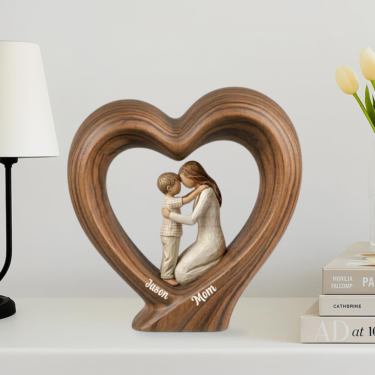 Personalized Mom And Daughter Wooden Block, Mother And Son Gift