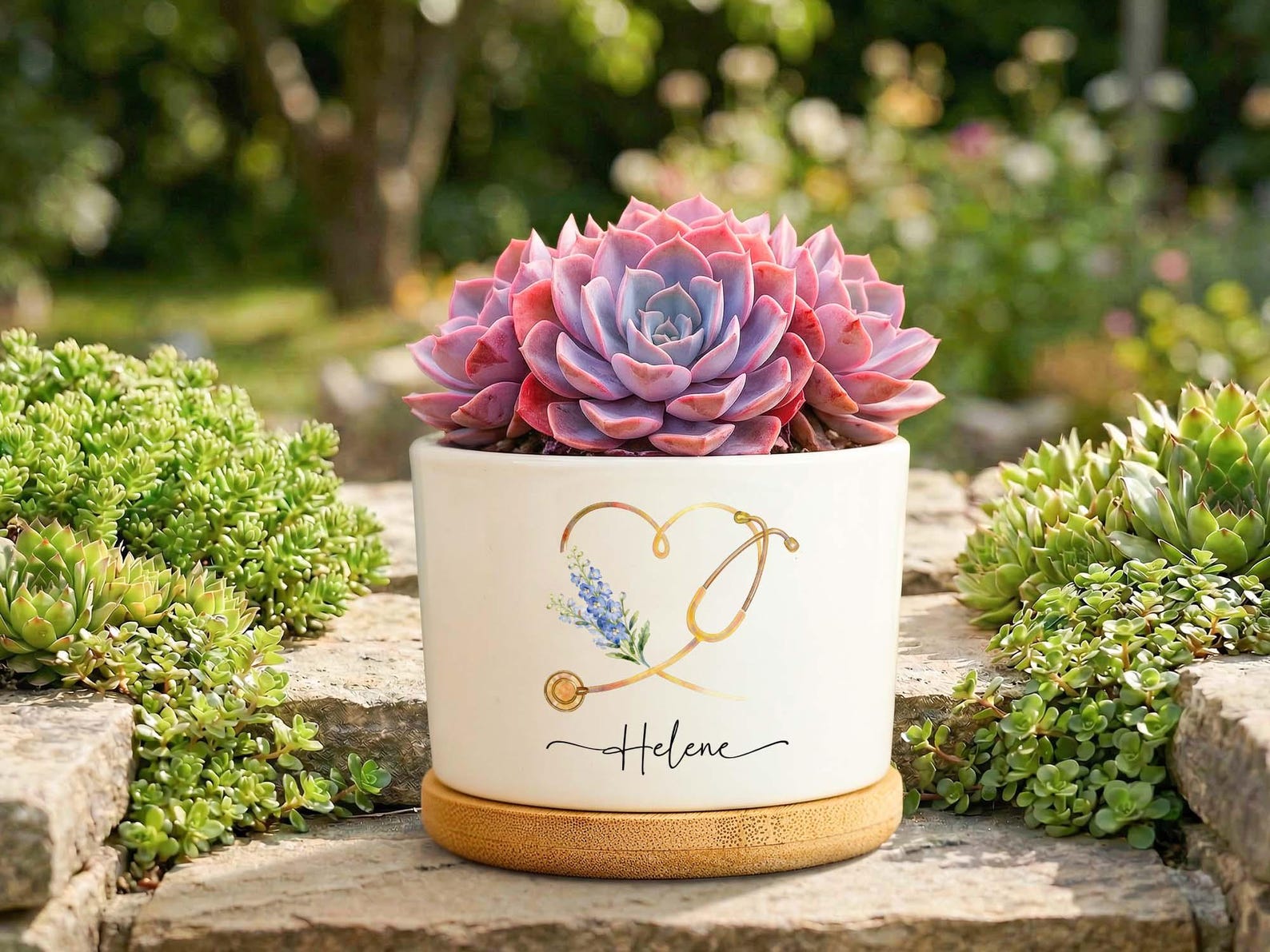Personalized Nurse Plant Pot, Floral Stethoscope Planter, Custom Nurse Succulent Pot, RN Gift