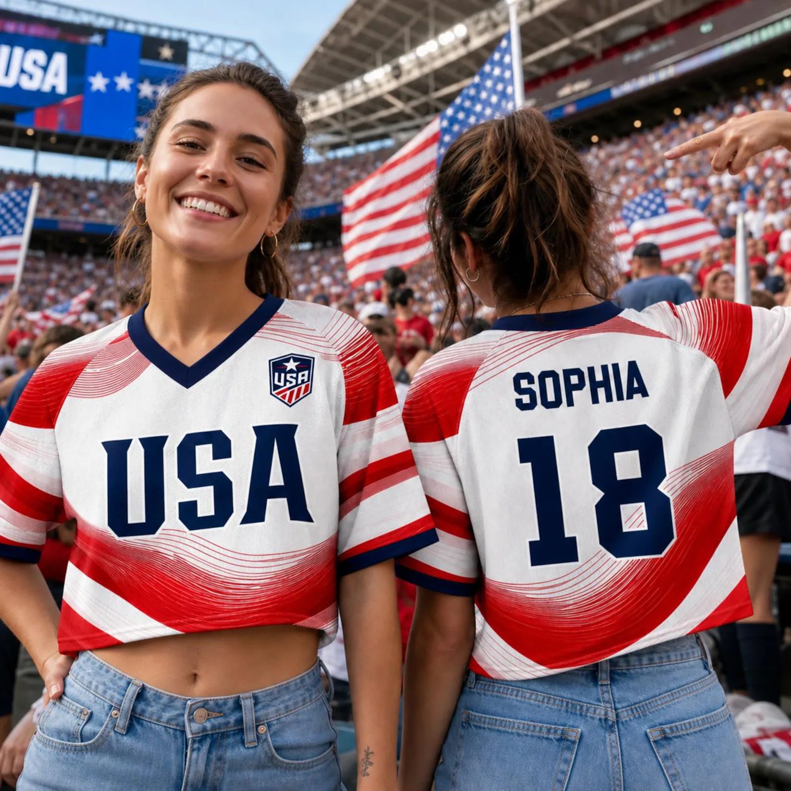 Custom USA 2026 Jersey Crop Tee, Personalized Soccer Fan