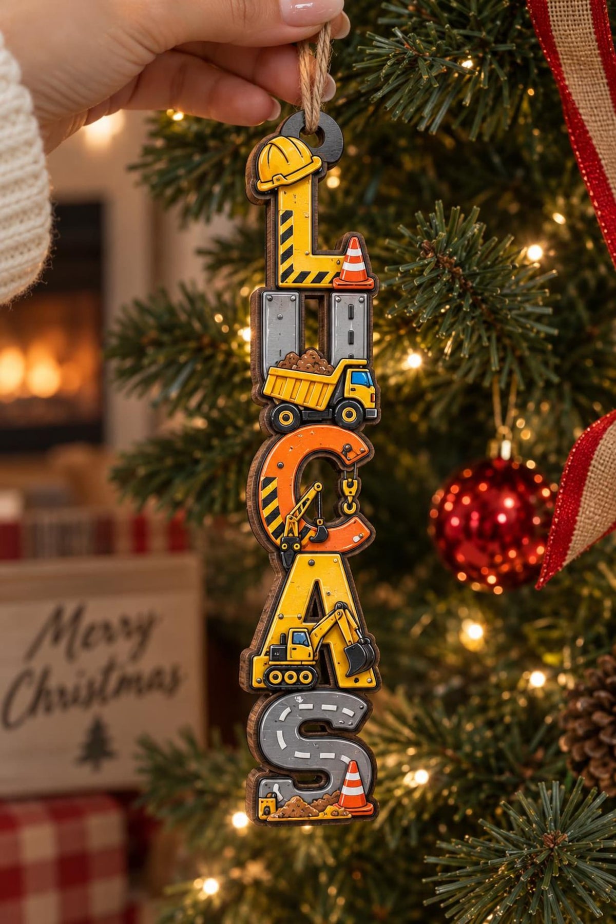 Personalized Boy Name Ornament, Custom Hobby Christmas Gift, Kids Name Keepsake
