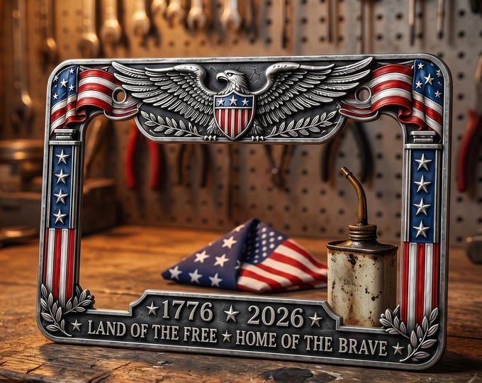 250th Anniversary Commemorative License Plate Frame - 1776-2026 Patriotic Car Accessory