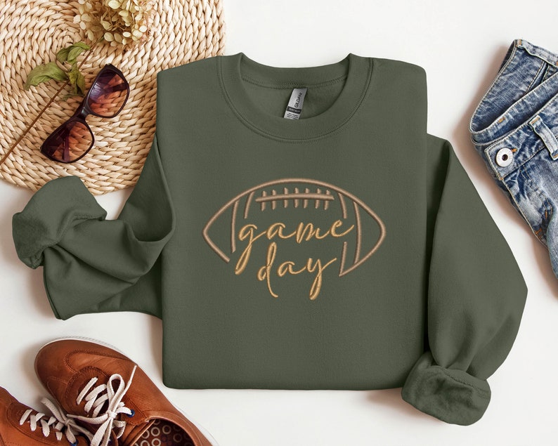 Embroidered Game Day Football Sweatshirt, Football Crewneck, Game Day Fall Pullover, Touchdown Football Fan Gift