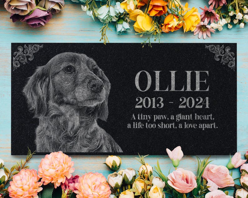 Personalized Pet Memorial Stone, Custom Grave Marker, Engraved Headstone for Cats & Dogs