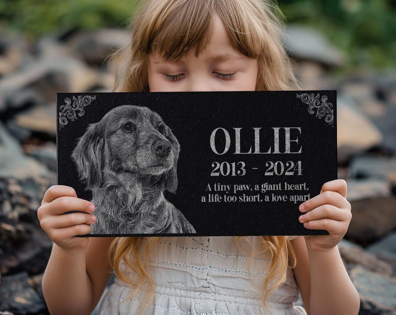 Personalized Pet Memorial Stone, Custom Grave Marker, Engraved Headstone for Cats & Dogs