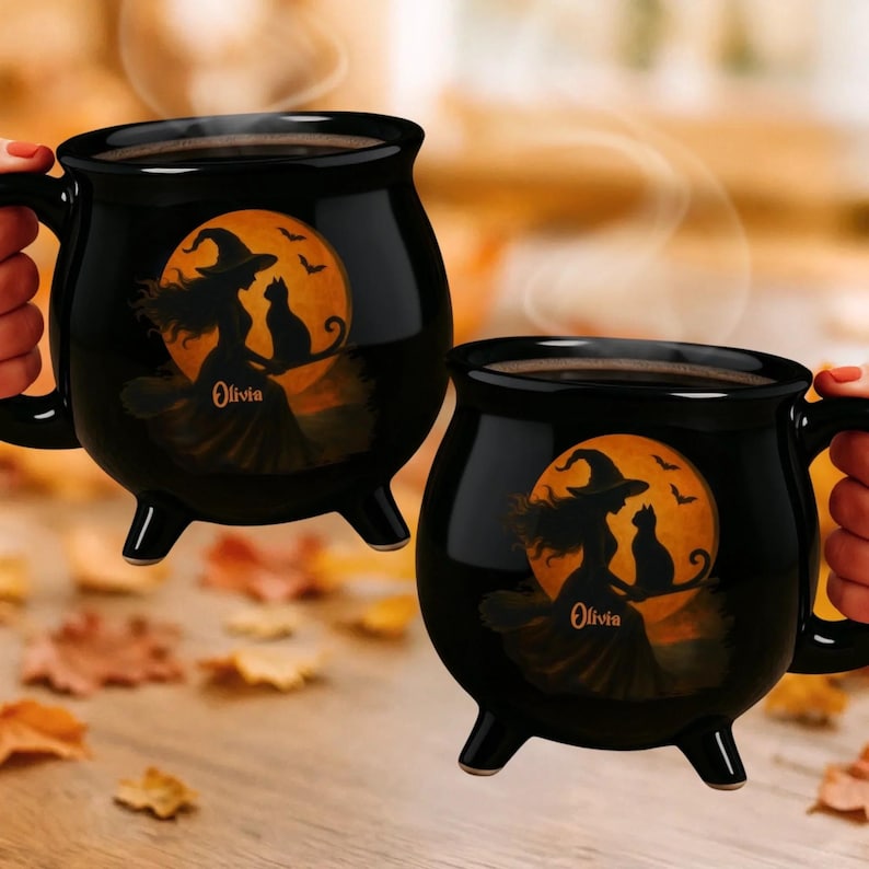 Custom Ceramic Cauldron Mug, Halloween Witchy Gift