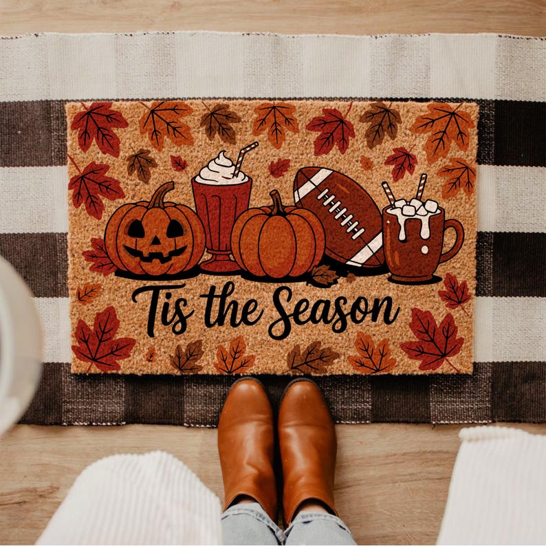 Tis The Season Doormat, Halloween Decor, Fall Decor, Coir Doormat, Halloween Gift, Pumpkin Doormat