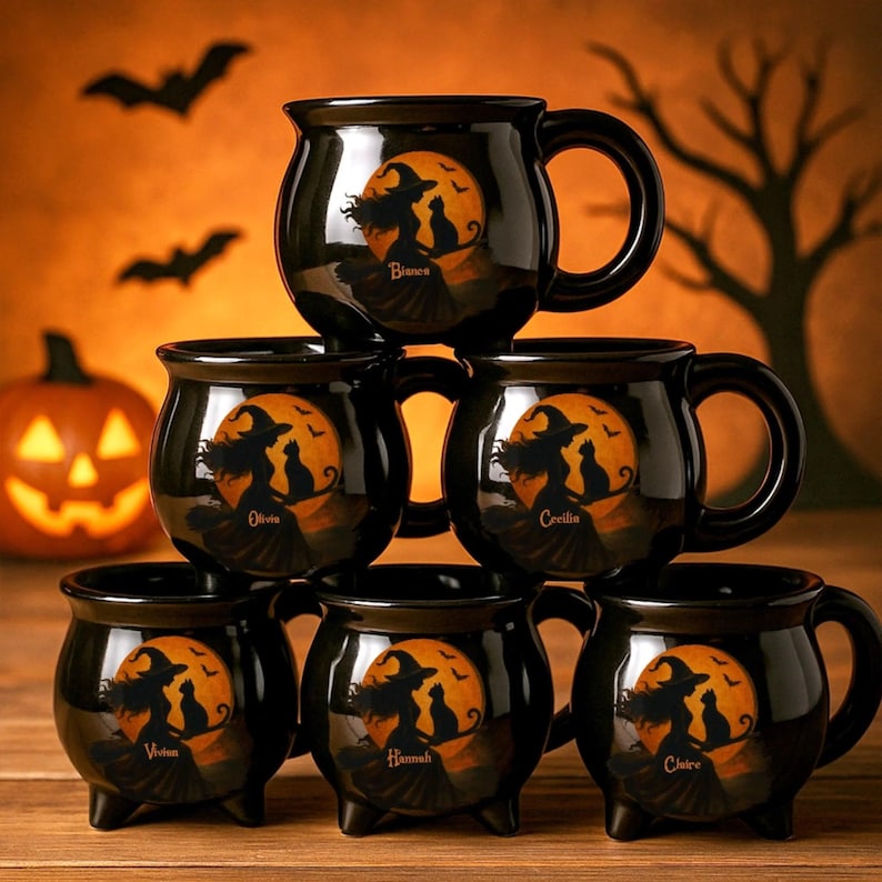 Custom Ceramic Cauldron Mug, Halloween Witchy Gift