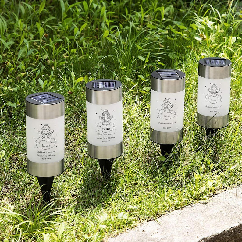 Personalized Angel Baby Solar Garden Lights, Memorial Gift for Parents Who Have Lost a Child, Sympathy Gifts
