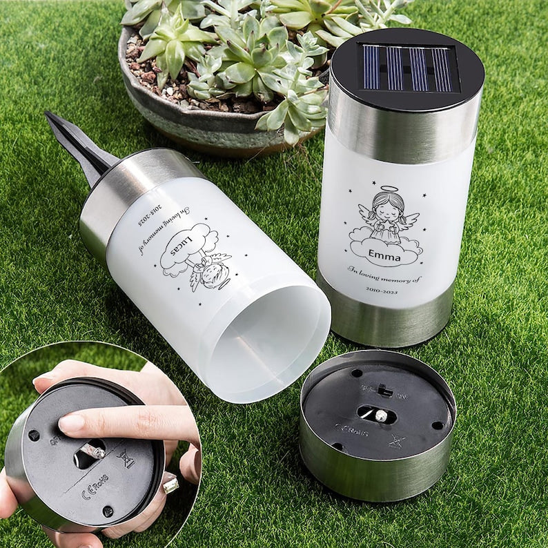 Personalized Angel Baby Solar Garden Lights, Memorial Gift for Parents Who Have Lost a Child, Sympathy Gifts