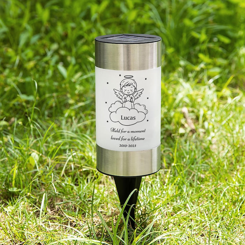 Personalized Angel Baby Solar Garden Lights, Memorial Gift for Parents Who Have Lost a Child, Sympathy Gifts