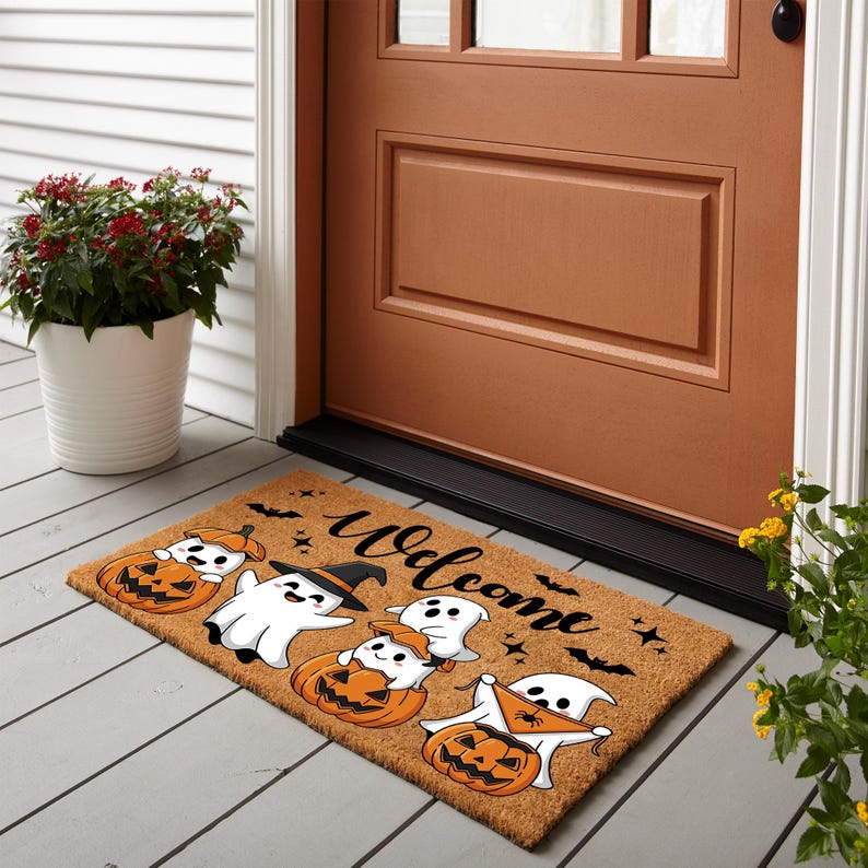 Welcome Ghosts Halloween Coir Doormat, Spooky Ghosts Doormat, Fall Decor, Halloween Decor, Halloween Welcome Mat
