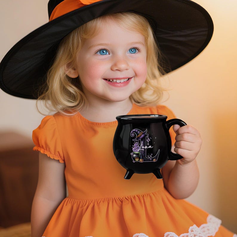 Personalized Witch Hat Magic Pot Mug, Custom Name, Halloween Trick or Treat Party Favors for Women and Kids