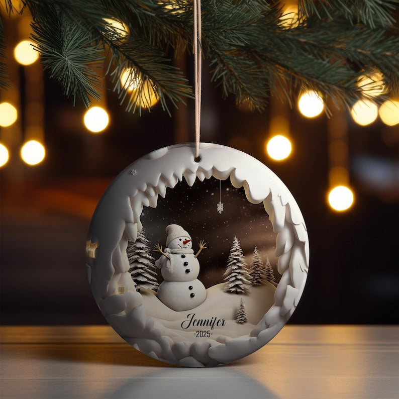 3D Relief Ornaments, Personalized Snowman Christmas Ornament, Custom Name 2025 Winter Keepsake