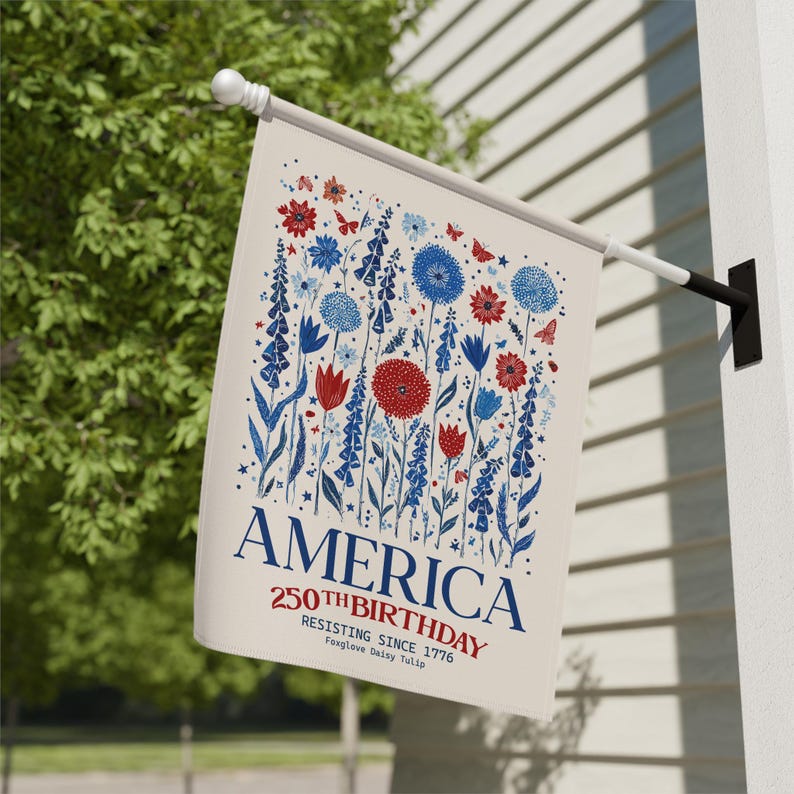 Anti Trump House Flag, America 250th Subtle F Trump, Foxglove Daisy Tulip
