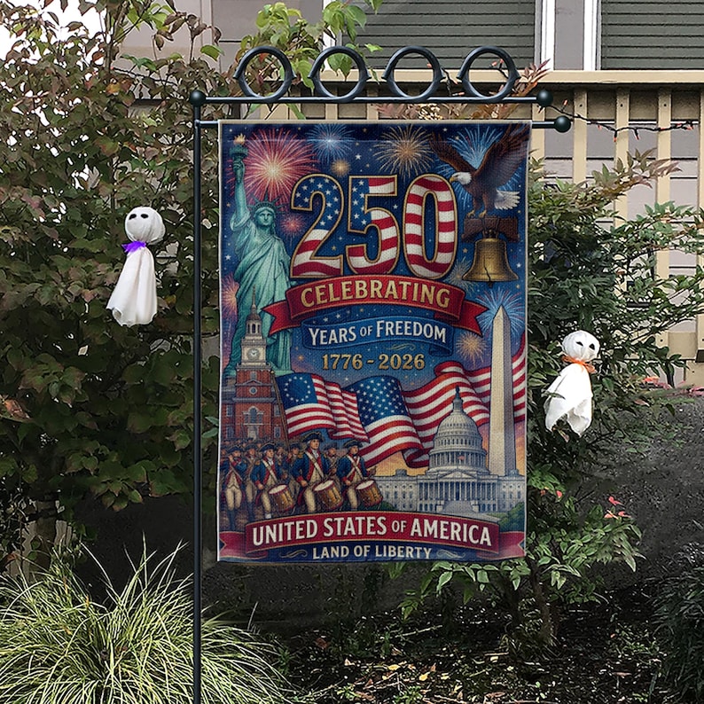 America 250 Garden Flag: 1776-2026 Patriotic Semiquincentennial Yard Decor