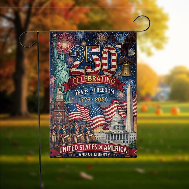 America 250 Garden Flag: 1776-2026 Patriotic Semiquincentennial Yard Decor