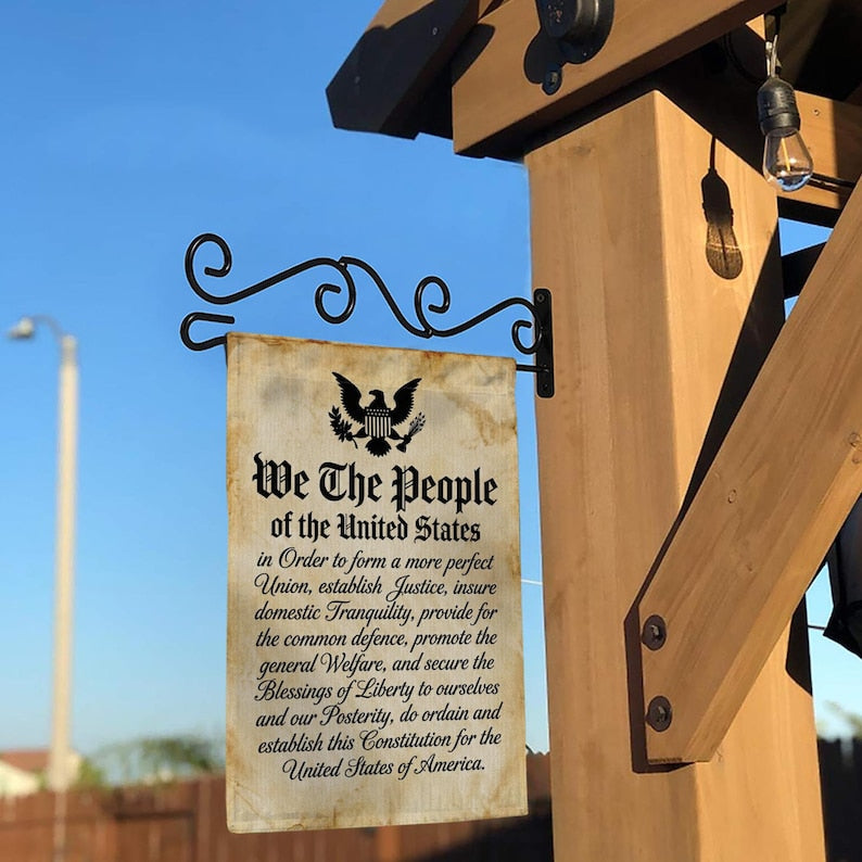 We The People Garden Flag: US Constitution Preamble, Vintage Patriotic Semiquincentennial Yard Decor