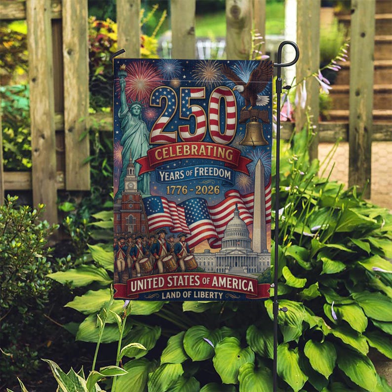 America 250 Garden Flag: 1776-2026 Patriotic Anniversary Semiquincentennial