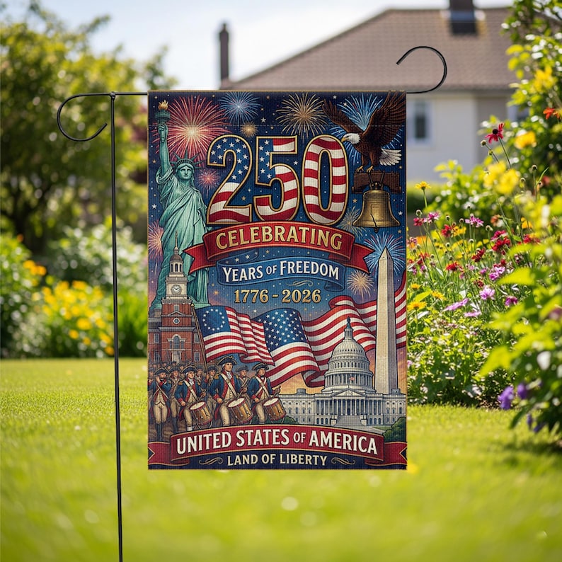 America 250 Garden Flag: 1776-2026 Patriotic Semiquincentennial Yard Decor