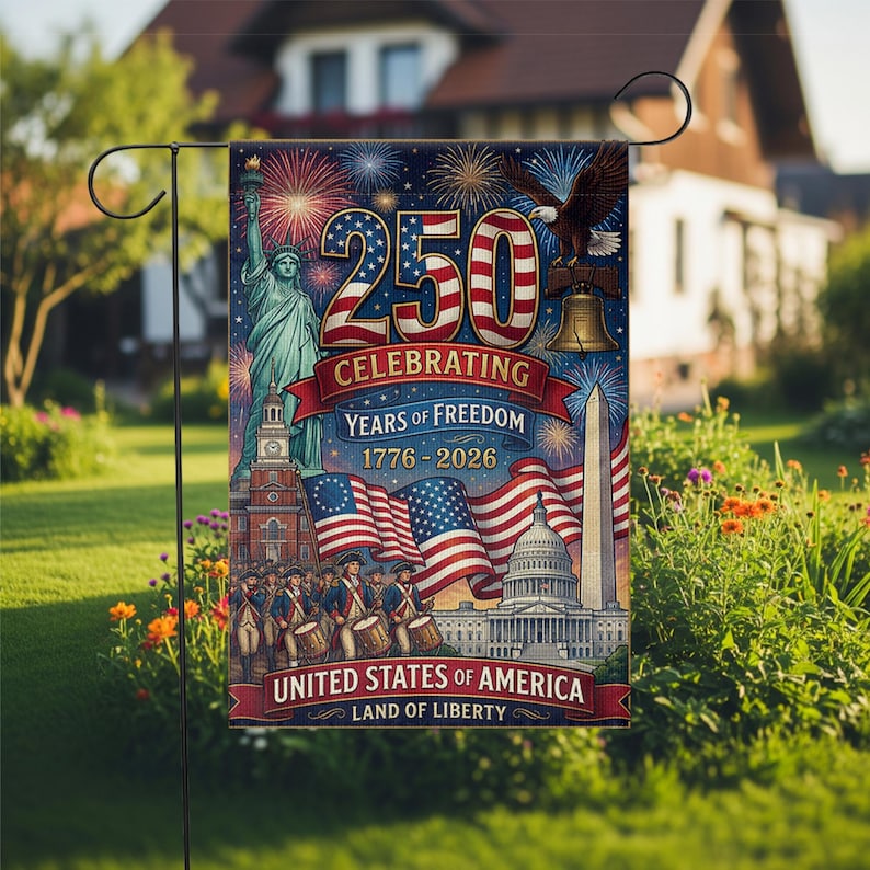 America 250 Garden Flag: 1776-2026 Patriotic Semiquincentennial Yard Decor