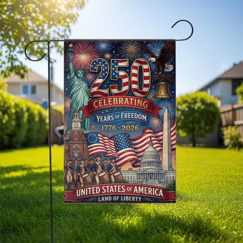 America 250 Garden Flag: 1776-2026 Patriotic Anniversary Semiquincentennial