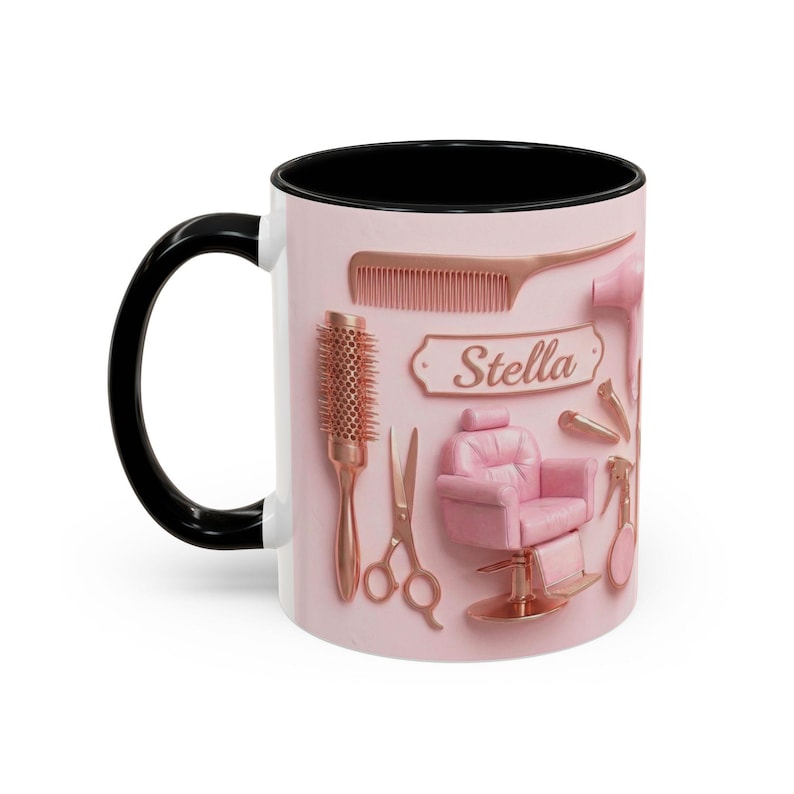 Personalized Hairstylist Mug, Faux 3D Effect Salon Decor, Hairdresser Gift