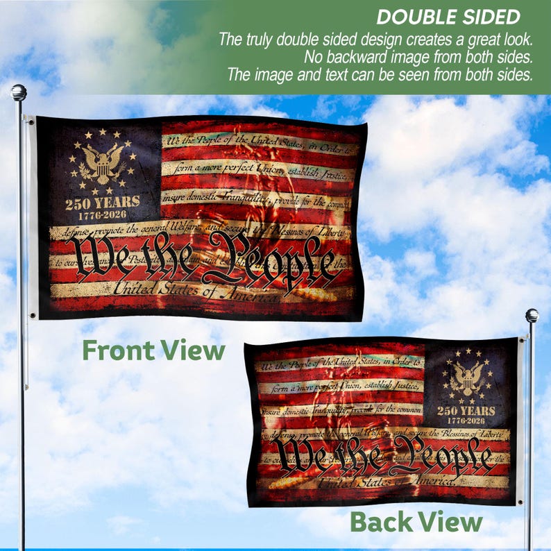 We The People 250th Anniversary Flag, USA Independence Day Decor