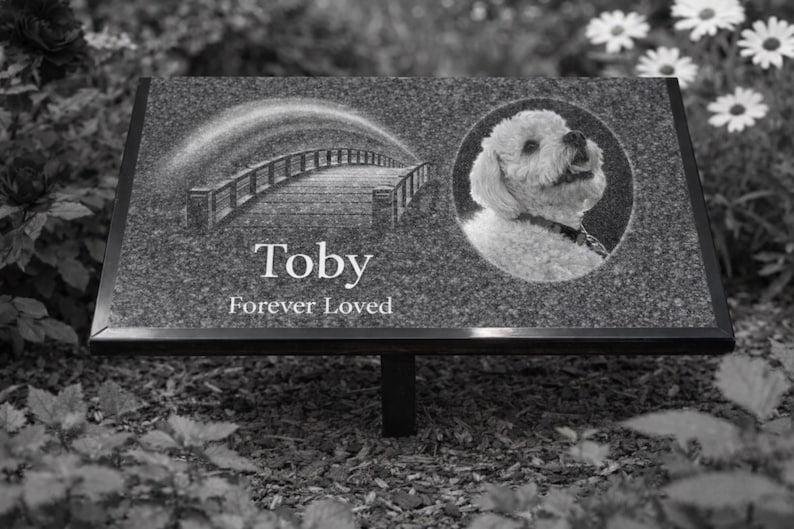 Black Granite Engraved Plaque, Custom Memorial, Recognition & Property Marker with Stand