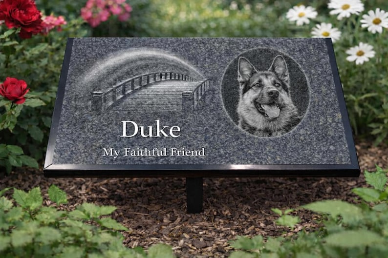 Black Granite Engraved Plaque, Custom Memorial, Recognition & Property Marker with Stand