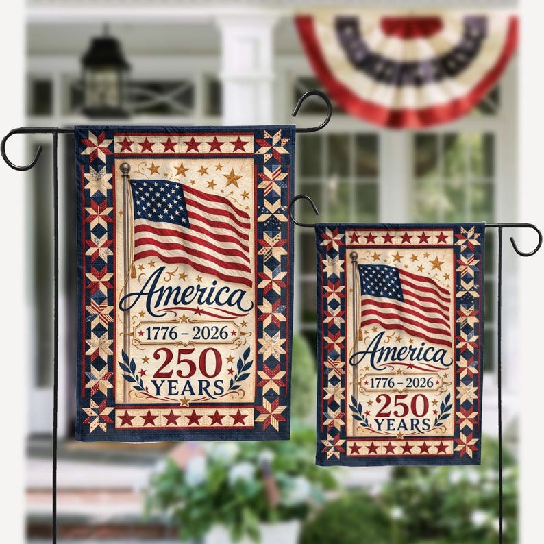 250 Years America Garden Flag – Vintage American Patriotic Yard Flag