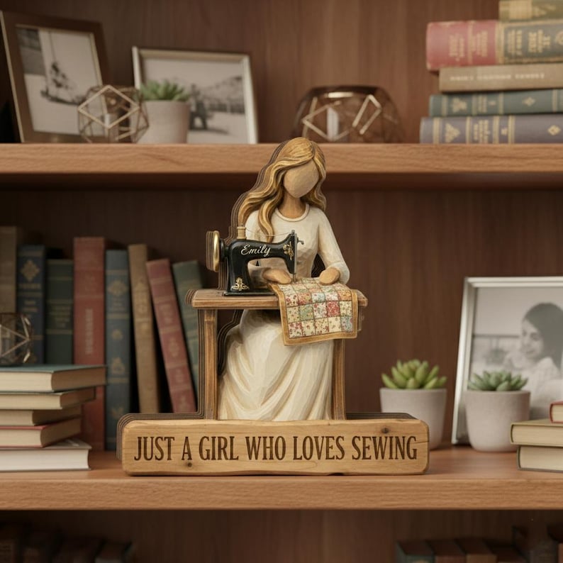 Personalized Sewing Wood Block, Sewing Machine Craft Room Display