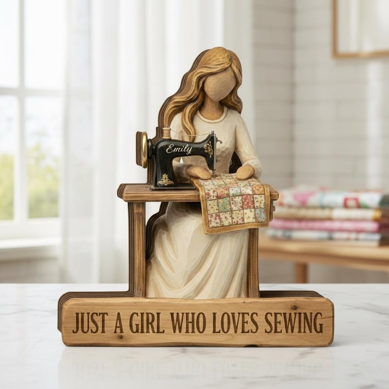 Personalized Sewing Wood Block, Sewing Machine Craft Room Display
