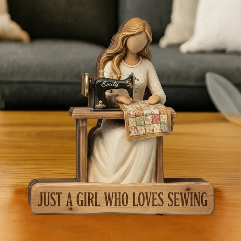 Personalized Sewing Wood Block, Sewing Machine Craft Room Display