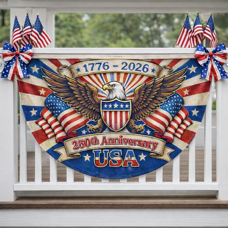 America 250th Anniversary Flag, Semiquincentennial 1776-2026 Patriotic Eagle Outdoor Banner