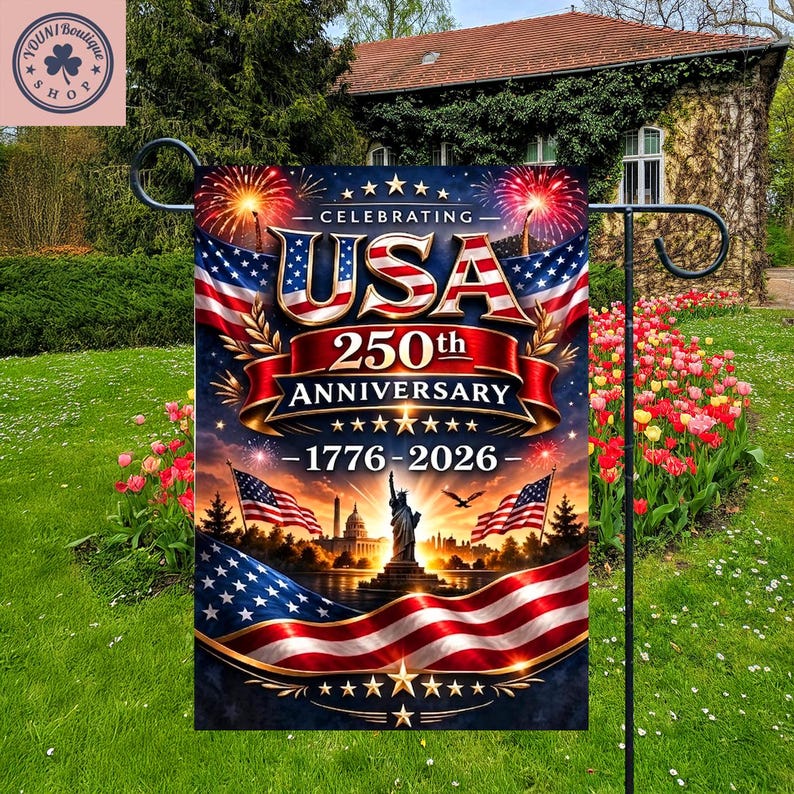 USA 250th Anniversary Garden Flag, Patriotic American Celebration Yard Decor