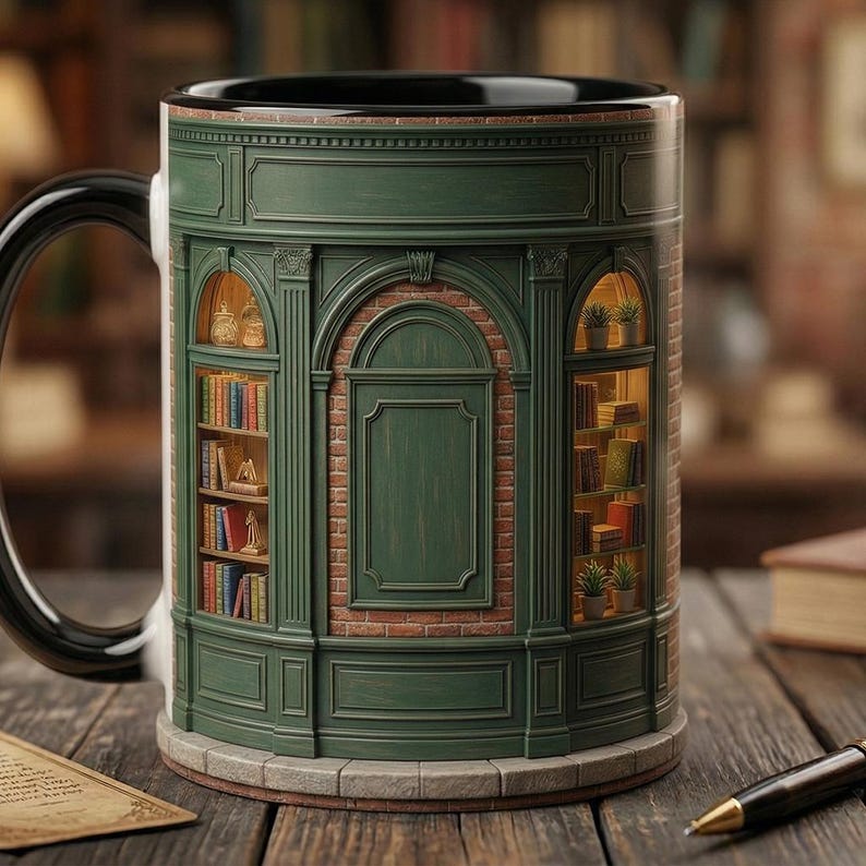 Personalized Owner Book Store Mug, Faux 3D Effect, Book Lover Gift