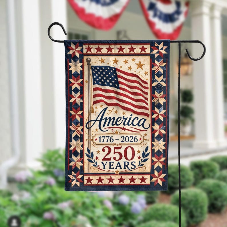 250 Years America Garden Flag – Vintage American Patriotic Yard Flag