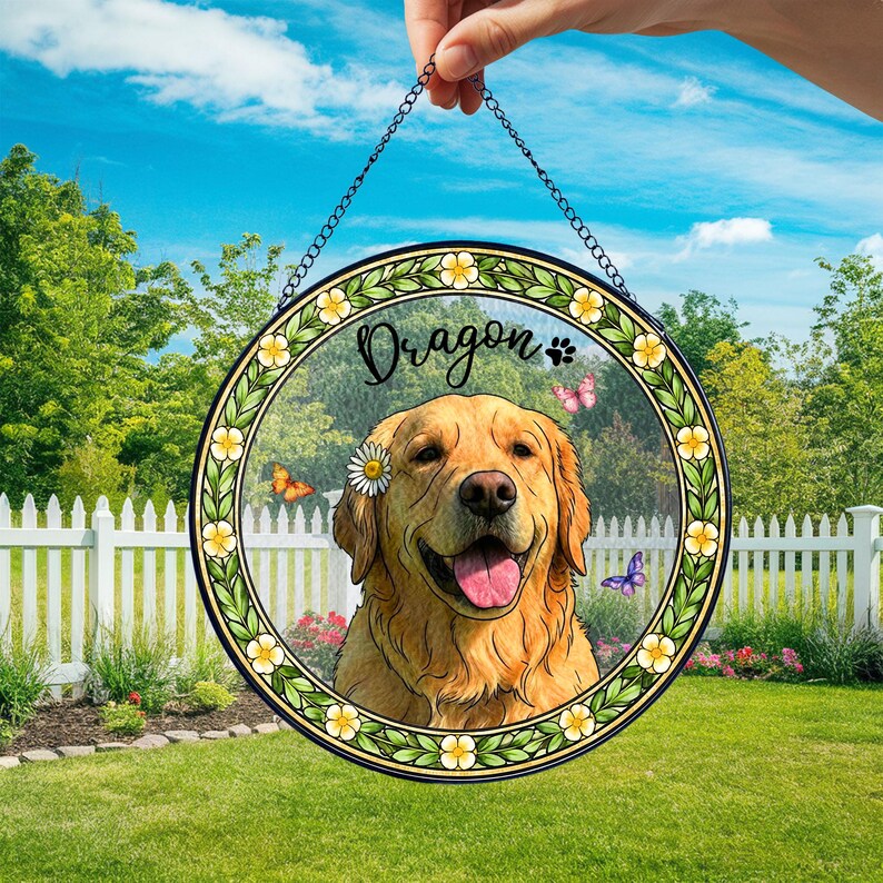 Personalized Pet Photo Stained Glass, Custom Multiple Pets Portrait Suncatcher, Dog Cat Loss Keepsake, Gift for Pet Lover