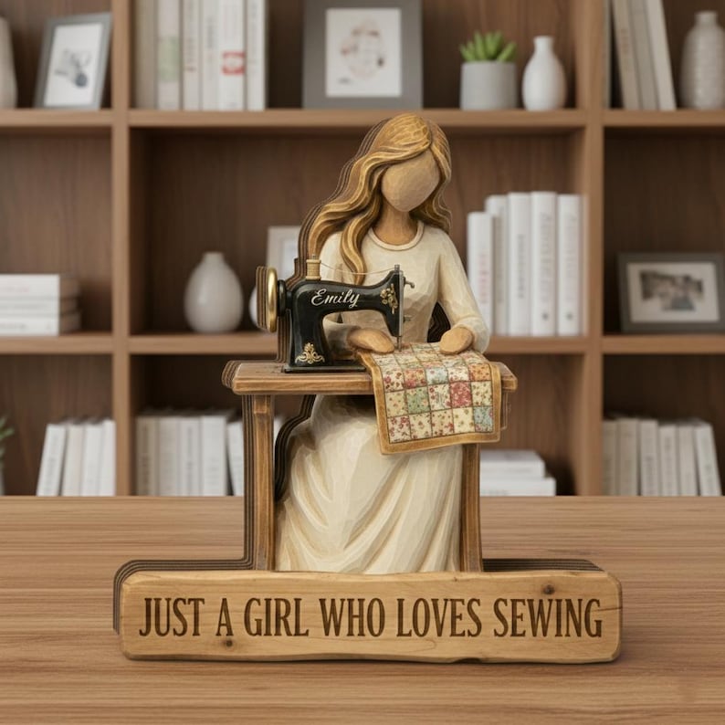 Personalized Sewing Wood Block, Sewing Machine Craft Room Display