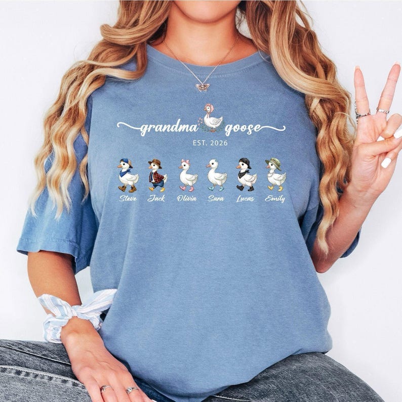 Mama Goose Shirt, Personalized Mama Shirt, Custom Kids Names Shirt, Mom Est Year Tee, Family Goose T-Shirt