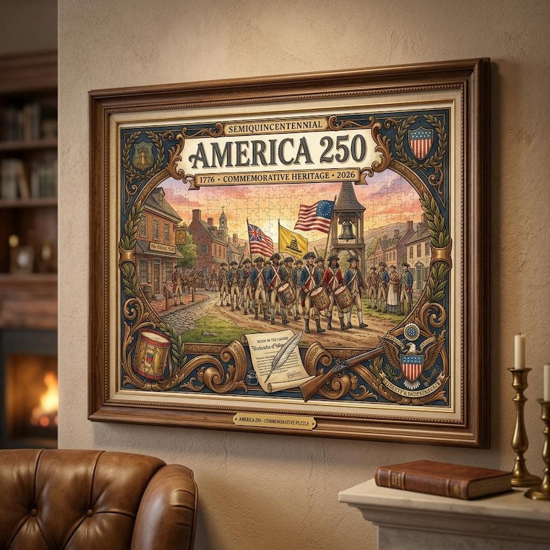 America 250th Anniversary Puzzle, Vintage Americana, Patriotic Decor