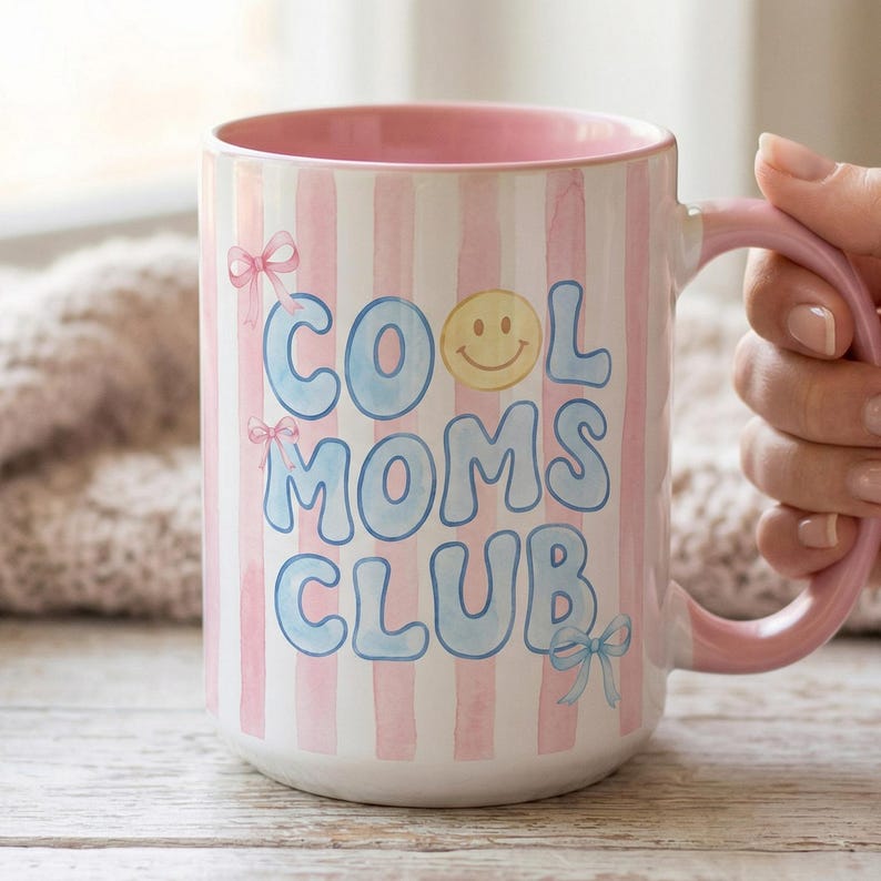 Retro Cool Moms Club Mug, Trendy Mama, Mom Life, Mother's Day Gift, Mother Hood